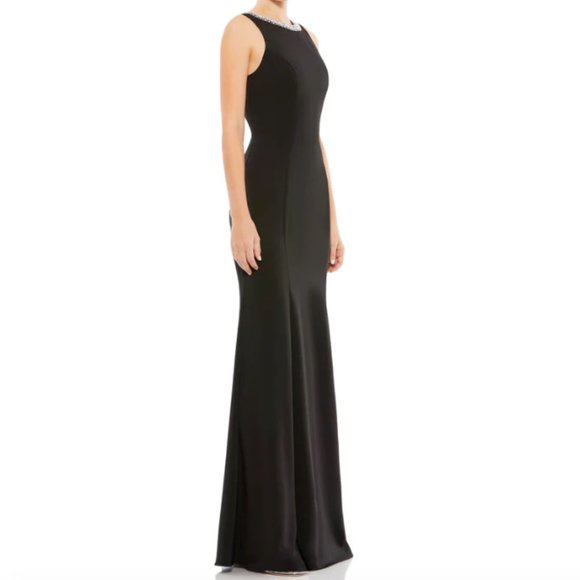 MAC DUGGAL 4903 EMBELLISHED NECK TRUMPET BLACK GOWN SZ 6 - Picture 3 of 10